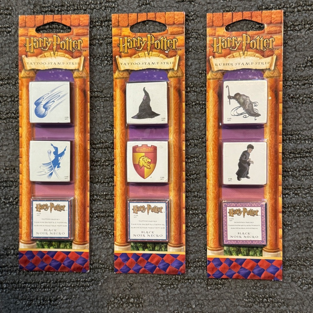 Vintage 2001 Harry Potter Peeves Rubber Stamps Lot Of 3 - Sorcerer's Stone NIP
